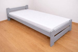 Postel z masivu EDA 80x200 cm, šedá, rošt, matrace Relax Postel z masivu EDA 80x200 cm, šedá, rošt, matrace Relax