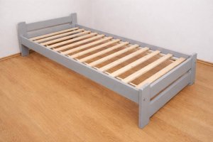 Postel z masivu EDA 90x200 cm, šedá, rošt zdarma Postel z masivu EDA 90x200 cm, šedá, rošt zdarma