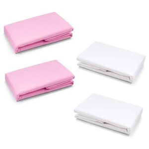 Zvýhodněná sada 2 + 2 ks bavlněných prostěradel LUX 160x80 cm, kombinace růžová-bílá Zvýhodněná sada 2 + 2 ks bavlněných prostěradel LUX 160x80 cm, kombinace růžová-bílá